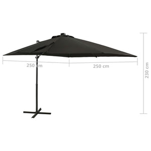 vidaXL Cantilever Umbrella with Pole and LED Lights Black 250 cm