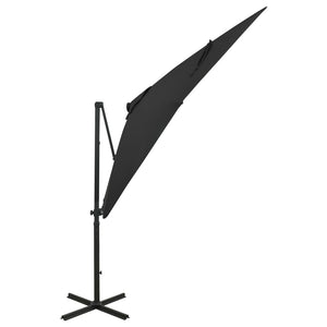 vidaXL Cantilever Umbrella with Pole and LED Lights Black 250 cm