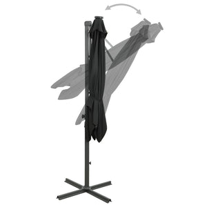 vidaXL Cantilever Umbrella with Pole and LED Lights Black 250 cm