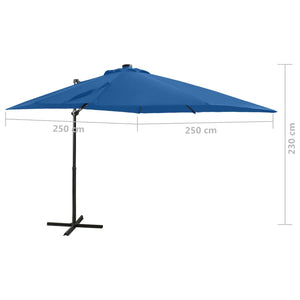 vidaXL Cantilever Umbrella with Pole and LED Lights Azure Blue 250 cm