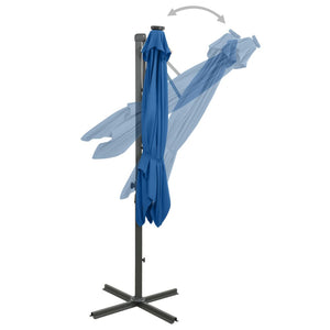 vidaXL Cantilever Umbrella with Pole and LED Lights Azure Blue 250 cm