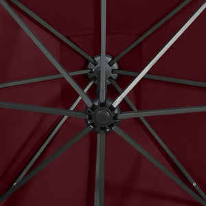 vidaXL Cantilever Umbrella with Pole and LED Lights Bordeaux Red 250 cm