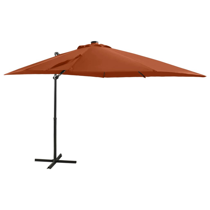 vidaXL Cantilever Umbrella with Pole and LED Lights Terracotta 250 cm