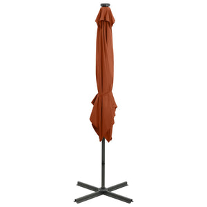 vidaXL Cantilever Umbrella with Pole and LED Lights Terracotta 250 cm