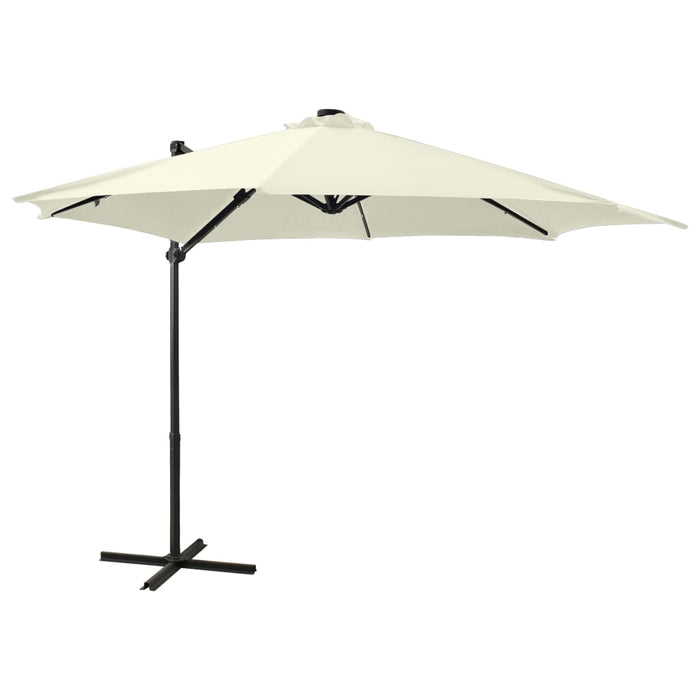 vidaXL Cantilever Umbrella with Pole and LED Lights Sand 300 cm