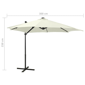 vidaXL Cantilever Umbrella with Pole and LED Lights Sand 300 cm