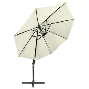 vidaXL Cantilever Umbrella with Pole and LED Lights Sand 300 cm