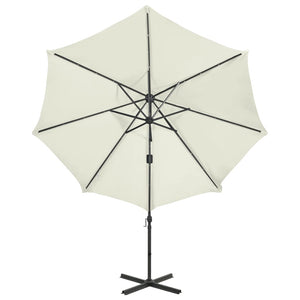 vidaXL Cantilever Umbrella with Pole and LED Lights Sand 300 cm