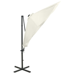 vidaXL Cantilever Umbrella with Pole and LED Lights Sand 300 cm