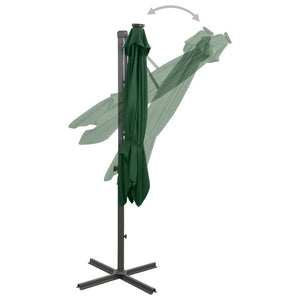 vidaXL Cantilever Garden Parasol with Pole and LED Lights Green 300 cm