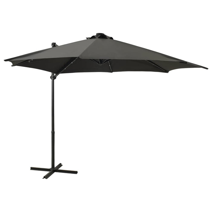 vidaXL Cantilever Umbrella with Pole and LED Lights Anthracite 300 cm