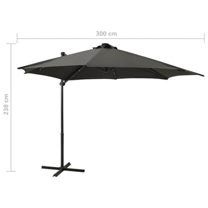 vidaXL Cantilever Umbrella with Pole and LED Lights Anthracite 300 cm