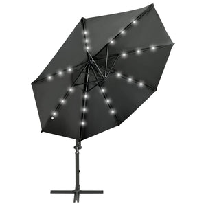 vidaXL Cantilever Umbrella with Pole and LED Lights Anthracite 300 cm