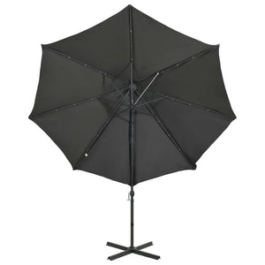 vidaXL Cantilever Umbrella with Pole and LED Lights Anthracite 300 cm