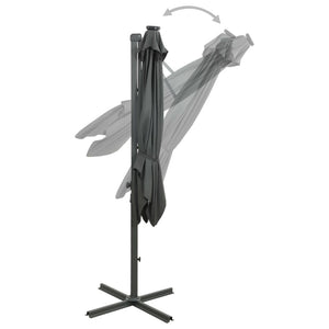 vidaXL Cantilever Umbrella with Pole and LED Lights Anthracite 300 cm