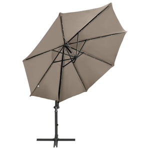 vidaXL Cantilever Umbrella with Pole and LED Lights Taupe 300 cm