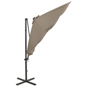 vidaXL Cantilever Umbrella with Pole and LED Lights Taupe 300 cm