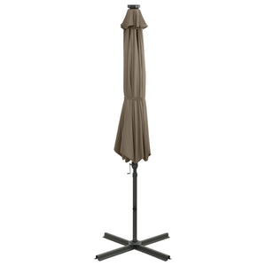 vidaXL Cantilever Umbrella with Pole and LED Lights Taupe 300 cm