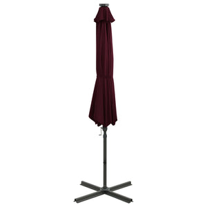 vidaXL Cantilever Garden Parasol with Pole and LED Lights Bordeaux Red 300cm