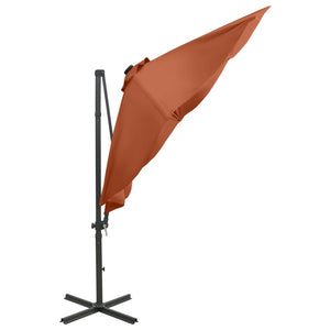 vidaXL Cantilever Umbrella with Pole and LED Lights Terracotta 300 cm