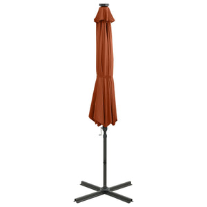 vidaXL Cantilever Umbrella with Pole and LED Lights Terracotta 300 cm