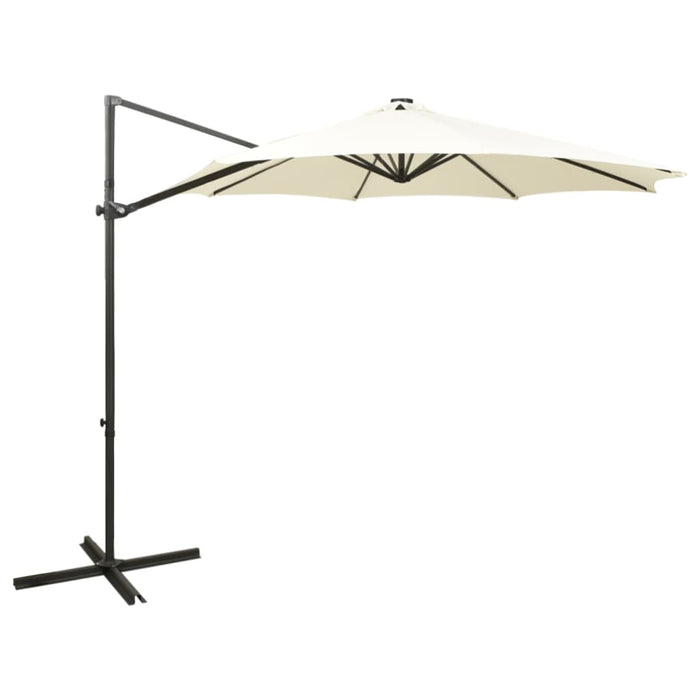 vidaXL Cantilever Umbrella with Pole and LED Lights Sand 300 cm