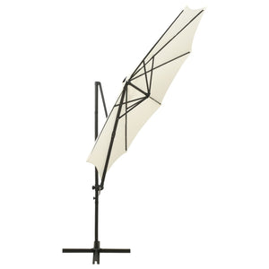 vidaXL Cantilever Umbrella with Pole and LED Lights Sand 300 cm