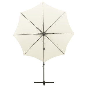 vidaXL Cantilever Umbrella with Pole and LED Lights Sand 300 cm