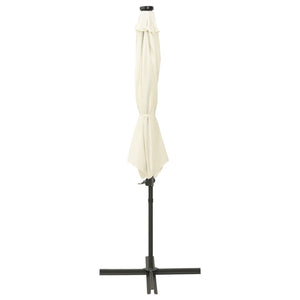 vidaXL Cantilever Umbrella with Pole and LED Lights Sand 300 cm