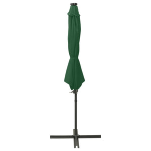 vidaXL Cantilever Umbrella with Pole and LED Lights Green 300 cm