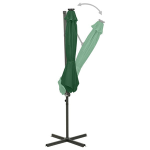 vidaXL Cantilever Umbrella with Pole and LED Lights Green 300 cm