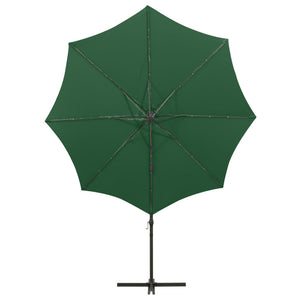 vidaXL Cantilever Umbrella with Pole and LED Lights Green 300 cm