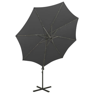 vidaXL Cantilever Umbrella with Pole and LED Lights Anthracite 300 cm