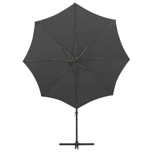 vidaXL Cantilever Umbrella with Pole and LED Lights Anthracite 300 cm