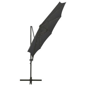 vidaXL Cantilever Umbrella with Pole and LED Lights Anthracite 300 cm