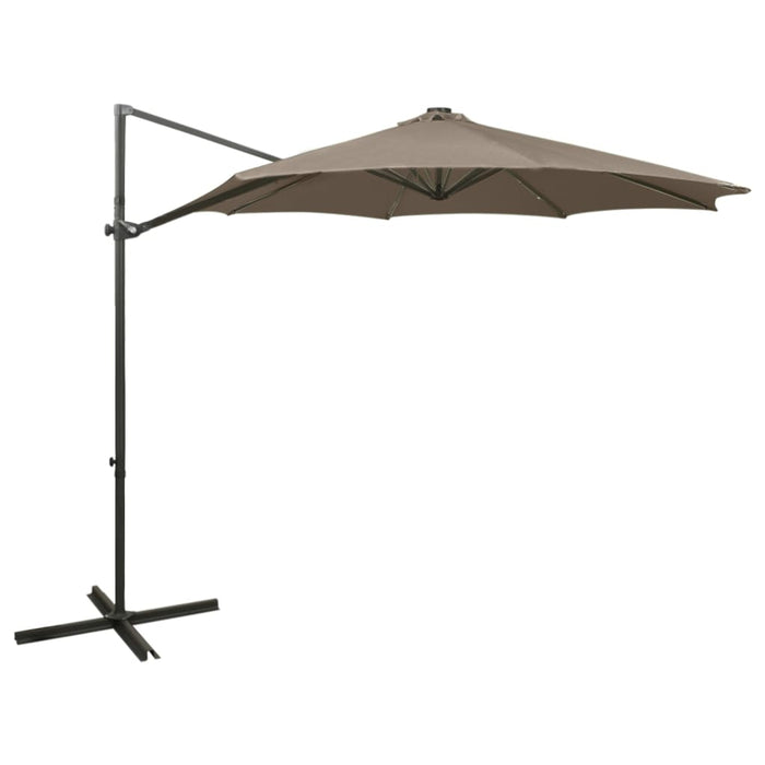 vidaXL Cantilever Umbrella with Pole and LED Lights Taupe 300 cm