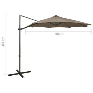 vidaXL Cantilever Umbrella with Pole and LED Lights Taupe 300 cm