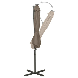 vidaXL Cantilever Umbrella with Pole and LED Lights Taupe 300 cm