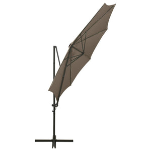 vidaXL Cantilever Umbrella with Pole and LED Lights Taupe 300 cm