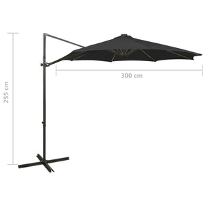 vidaXL Cantilever Umbrella with Pole and LED Lights Black 300 cm