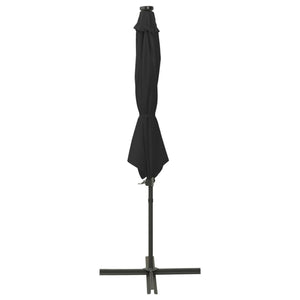 vidaXL Cantilever Umbrella with Pole and LED Lights Black 300 cm