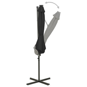 vidaXL Cantilever Umbrella with Pole and LED Lights Black 300 cm