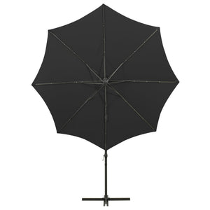 vidaXL Cantilever Umbrella with Pole and LED Lights Black 300 cm