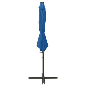 vidaXL Cantilever Umbrella with Pole and LED Lights Azure Blue 300 cm