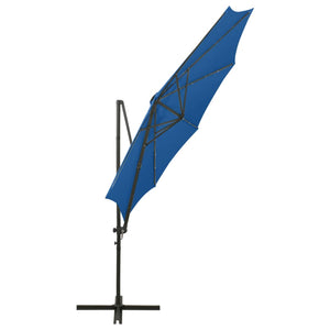 vidaXL Cantilever Umbrella with Pole and LED Lights Azure Blue 300 cm