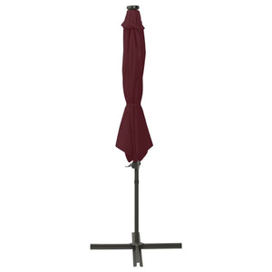 vidaXL Cantilever Umbrella with Pole and LED Lights Bordeaux Red 300 cm