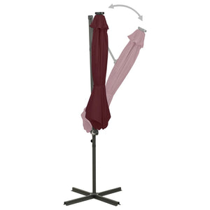 vidaXL Cantilever Umbrella with Pole and LED Lights Bordeaux Red 300 cm