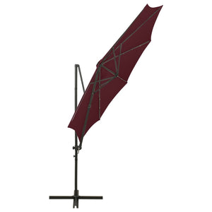 vidaXL Cantilever Umbrella with Pole and LED Lights Bordeaux Red 300 cm