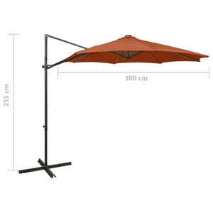 vidaXL Cantilever Umbrella with Pole and LED Lights Terracotta 300 cm