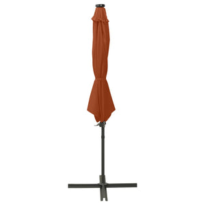 vidaXL Cantilever Umbrella with Pole and LED Lights Terracotta 300 cm